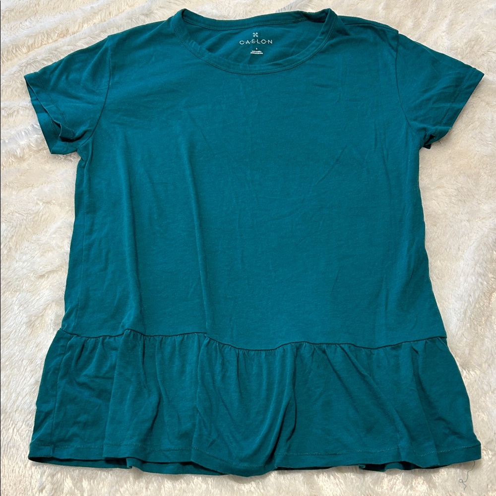 Teal short sleeve peplum tee